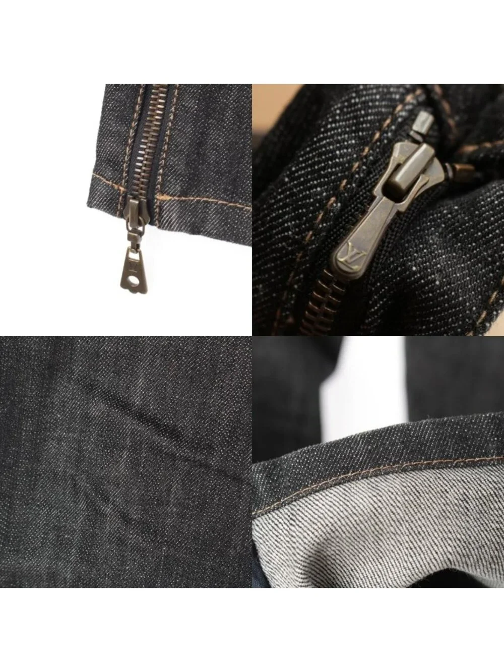 Louis Vuitton Cotton Monogram Emblem Logo Button Denim Pants Black 36